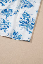 Load image into Gallery viewer, Sky Blue Floral Print Shirred Knot Shoulder Sleeveless Long Dress