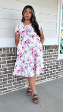 Load image into Gallery viewer, White pink/purple flower dress