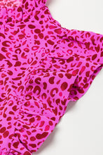 Load image into Gallery viewer, Rose Red Leopard Print Ruffled Trim Tiered Maxi Dress