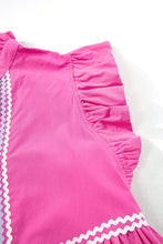 Load image into Gallery viewer, Strawberry Pink Ric Rac Colorblock Flutter Sleeve V Neck Tiered Dress