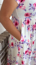 Load image into Gallery viewer, White pink/purple flower dress