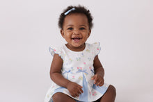 Load image into Gallery viewer, Girl Blue floral bow bloomer set
