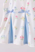 Load image into Gallery viewer, Girl Blue floral bow bloomer set