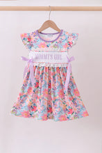 Load image into Gallery viewer, Purple MOMMY'S GIRL smocked ruffle dress