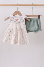 Load image into Gallery viewer, Sage floral ruffle bloomer set