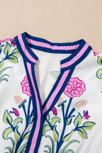 Load image into Gallery viewer, White Floral Puff Short Sleeve V Neck High Waist Maxi Dress