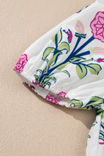 Load image into Gallery viewer, White Floral Puff Short Sleeve V Neck High Waist Maxi Dress