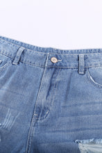 Load image into Gallery viewer, Distressed Ripped Rolled Hem Sky Blue Denim Shorts
