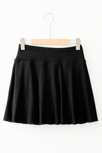 Load image into Gallery viewer, Black A-line Draped High Waist Phone Pocket Lined Skort
