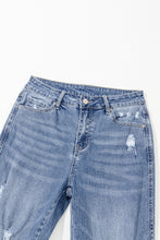 Load image into Gallery viewer, Dusk Blue High Rise Ripped Distressed Hem Flared Jeans
