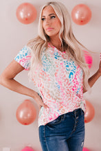 Load image into Gallery viewer, Colorful Leopard V Neck Short Sleeve Top

