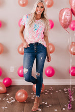 Load image into Gallery viewer, Colorful Leopard V Neck Short Sleeve Top
