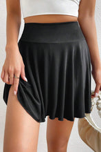 Load image into Gallery viewer, Black A-line Draped High Waist Phone Pocket Lined Skort
