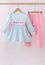 Load image into Gallery viewer, Hearts &amp; bows french knot pants set
