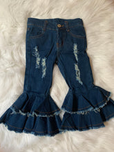 Load image into Gallery viewer, Ruffle distressed denim
