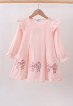 Load image into Gallery viewer, Pink floral bow ruffle dress
