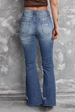 Load image into Gallery viewer, Blue Distressed Flare Jeans
