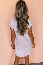 Load image into Gallery viewer, Orchid Petal Short Sleeve Double Chest Pocket Denim Shirt Dress
