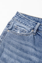 Load image into Gallery viewer, Dusk Blue High Rise Ripped Distressed Hem Flared Jeans
