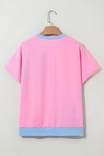Load image into Gallery viewer, Myosotis Two Tone Half Buttons Collared T Shirt
