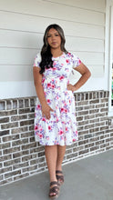 Load image into Gallery viewer, White pink/purple flower dress
