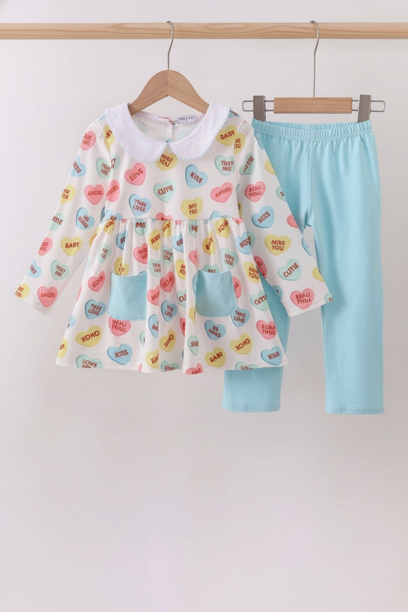 Candy hearts girl pants set