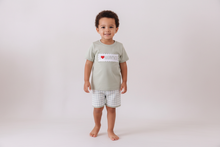 Load image into Gallery viewer, Boy Green I love MOMMY smocked gingham shorts set
