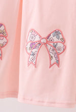 Load image into Gallery viewer, Pink floral bow ruffle dress
