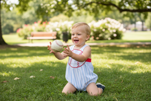 Load image into Gallery viewer, Boy Blue baseball applique bubble
