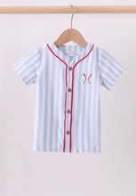 Load image into Gallery viewer, Boy Blue baseball stripe top
