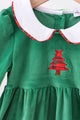 Load image into Gallery viewer, Green christmas tree applique velvet dress
