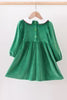 Green christmas tree applique velvet dress