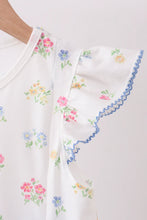 Load image into Gallery viewer, Girl Blue floral bow ruffle dress
