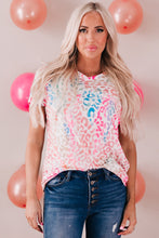 Load image into Gallery viewer, Colorful Leopard V Neck Short Sleeve Top
