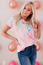 Load image into Gallery viewer, Colorful Leopard V Neck Short Sleeve Top

