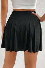 Load image into Gallery viewer, Black A-line Draped High Waist Phone Pocket Lined Skort
