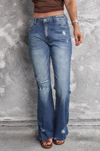 Load image into Gallery viewer, Blue Distressed Flare Jeans
