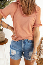Load image into Gallery viewer, Distressed Ripped Rolled Hem Sky Blue Denim Shorts
