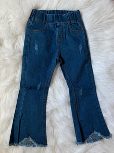 Blue distressed denim