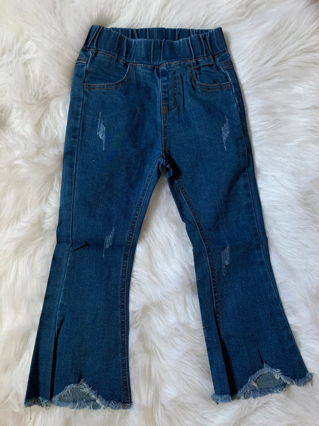 Blue distressed denim