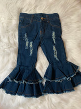 Load image into Gallery viewer, Ruffle distressed denim
