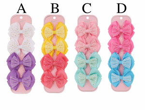 4PC pastel tone flat hair bow