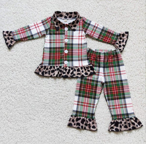 Girl plaided pjs