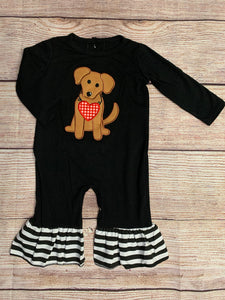 Puppy valentines romper