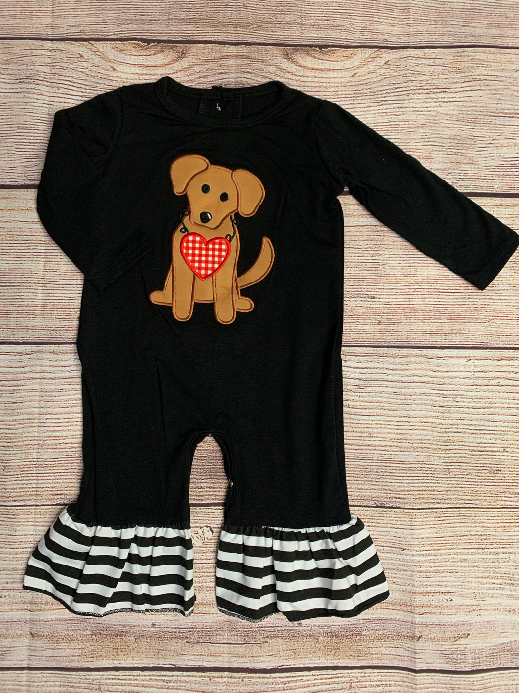 Puppy valentines romper