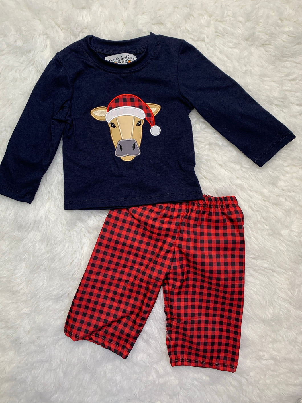 Boy Christmas cow set