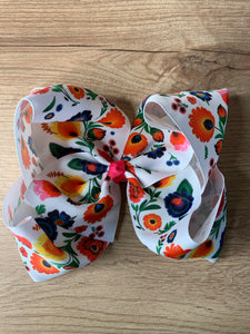 White Floral bow