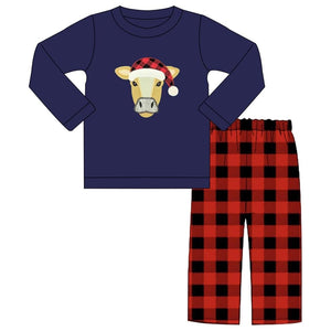 Boy Christmas cow set