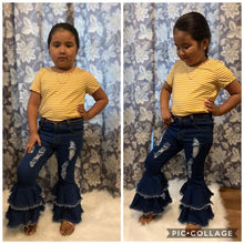 Load image into Gallery viewer, Ruffle distressed denim
